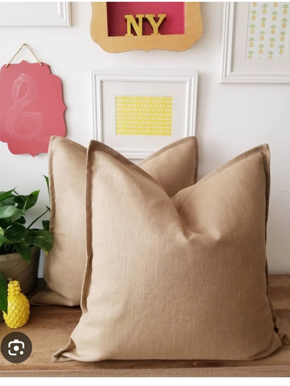 Ikea Wheat 100% Linen Square Large Pillow Cases